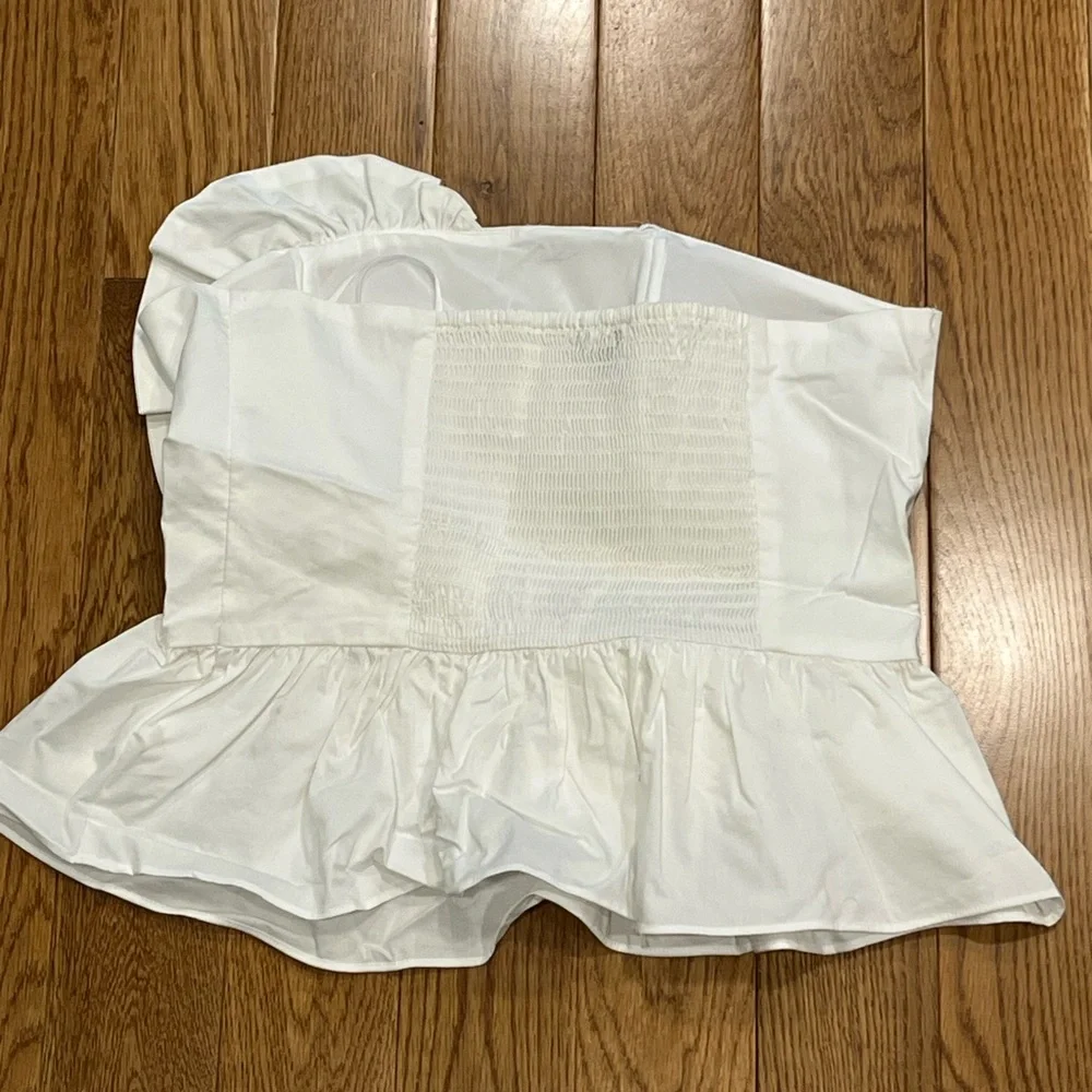 EXPRESS White Ruffled Off-Shoulder Top - Picture 2 of 3